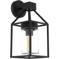 Eglo Trecate Modern Lantern Style Black Clear Outdoor Wall Light, Black