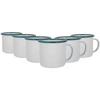 Argon Tableware White Enamel Mugs - 375Ml - Green - Pack Of 6, Green