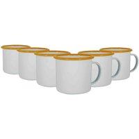 Argon Tableware White Enamel Mugs - 375Ml - Yellow - Pack Of 6, Yellow