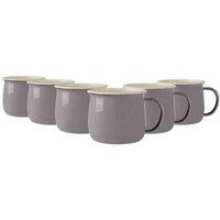 Argon Tableware Coloured Enamel Belly Mugs - 375Ml - Grey/Cream - Pack Of 6, Grey