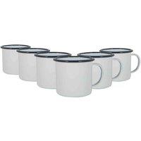 Argon Tableware White Enamel Mugs - 375Ml - Navy - Pack Of 6, Blue