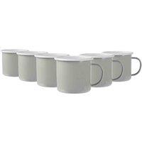 Argon Tableware Coloured Enamel Mugs - 375Ml - Grey - Pack Of 6, Grey