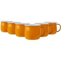 Argon Tableware Coloured Enamel Belly Mugs - 375Ml - Yellow - Pack Of 6, Yellow
