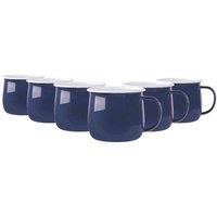 Argon Tableware Coloured Enamel Belly Mugs - 375Ml - Navy - Pack Of 6, Blue