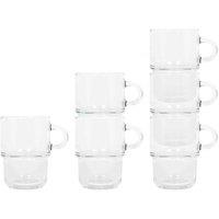 LAV Cozy Stacking Glass Coffee Cups - 350Ml - Pack Of 6, Clear