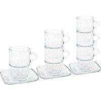LAV 12Pc Cozy Stacking Glass Coffee Cups& Saucers Set - 350Ml, Clear