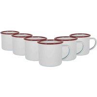 Argon Tableware White Enamel Espresso Cups - 130Ml - Red - Pack Of 6, Red