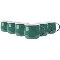 Argon Tableware Coloured Enamel Belly Mugs - 375Ml - Green - Pack Of 6, Green