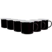Argon Tableware Coloured Enamel Mugs - 375Ml - Black - Pack Of 6, Black
