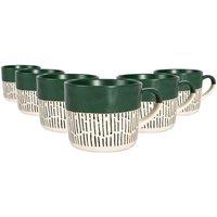 Nicola Spring Ceramic Dipped Dash Coffee Mugs - 475Ml - Sage - Pack Of 6, Green