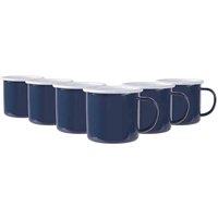 Argon Tableware Coloured Enamel Mugs - 375Ml - Navy - Pack Of 6, Blue