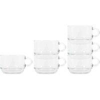 LAV Cozy Stacking Glass Coffee Cups - 270Ml - Pack Of 6, Clear