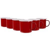 Argon Tableware Coloured Enamel Mugs - 375Ml - Red - Pack Of 6, Red