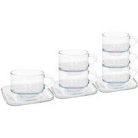 LAV 12Pc Cozy Stacking Glass Coffee Cups& Saucer Set - 270Ml, Clear