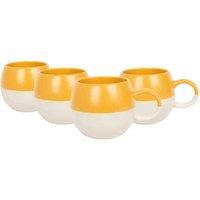Nicola Spring Dipped Stoneware Sphere Mugs - 340Ml - Mustard - Pack Of 4, Yellow