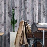 Garden Sanctuary Pvc Self-adhesive Industrial Wood Plank Wallpaper, Brown