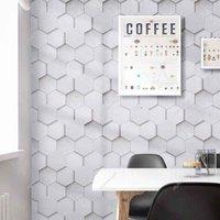 Garden Sanctuary 1000Cm X 45Cm 3D Hexagonal Modern Pvc Wallpaper, Grey