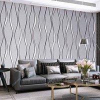 Garden Sanctuary 950Cm X 53Cm Non Woven Fabric Geometric Wavy Striped Wallpaper Non-pasted, Grey