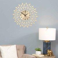 Garden Sanctuary 37.5Cm Silent Metal Wall Clock With Crystals - Gold, Gold
