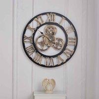 Garden Sanctuary 58Cm Large Retro Silent Wall Clock For Home Decor - Gold, Gold