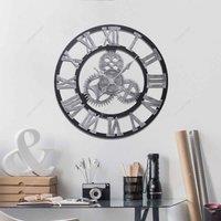 Garden Sanctuary 58Cm Large Retro Silent Wall Clock For Home Decor - Sliver, Silver