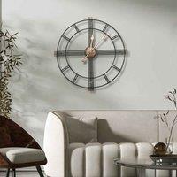 Garden Sanctuary 60Cm Modern Oversized Decorative Cut Out Metal Wall Clock - Black Gold, Black