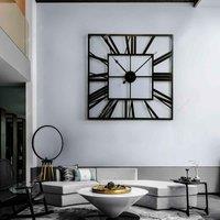 Garden Sanctuary 60Cm Modern Oversized Square Decorative Cut Out Metal Wall Clock - Black, Black