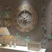 Garden Sanctuary 60Cm Round Wood Grain Metal Wall Clock - Brown, Brown