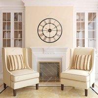 Garden Sanctuary 60Cm Decorative Metal Roman Numeral Skeleton Wall Clock - Brown Black, Gold