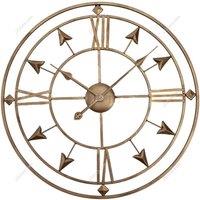 Garden Sanctuary 60Cm Gold Metal Roman Numerals Wall Clock, Gold