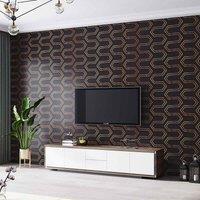 Garden Sanctuary 120Cm X 40Cm Pre-pasted Geometric Wallpaper, Black
