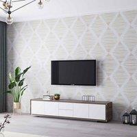 Garden Sanctuary 1000Cm X 44Cm Peel And Stick Pvc Rhombus Wallpaper, White