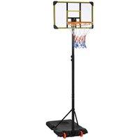 SPORTNOW Adjustable Basketball Hoop and Stand w/ Wheels, 1.8-2.1m, Yellow, Yellow