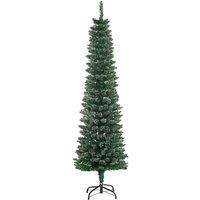 HOMCOM 5.5FT Artificial Snow Dipped Christmas Tree Home Indoor Decoration Green, Green