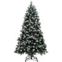 HOMCOM 6ft Artificial Pine Christmas Tree with Pinecones, Steel Base, Green