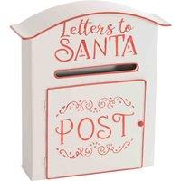 HOMCOM Christmas Post Box Wall Mounted Santa Mailbox for Xmas Decoration, White