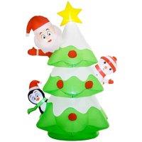 Outsunny 8ft Christmas Blow Up Christmas Tree with Santa Claus for Outdoor, Green