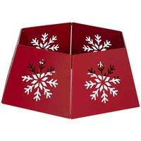 HOMCOM Hexagon Christmas Tree Base Cover with Hollow Snowflake Patterns Red, Red