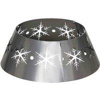 HOMCOM Christmas Tree Base Cover with Hollow Snowflake Patterns Xmas Decoration, Silver