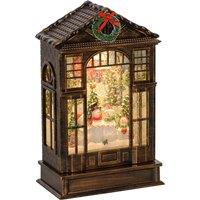 HOMCOM Christmas Snow Globe Lantern with Lights for Holiday, Bronze Tone, Brown