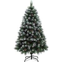 HOMCOM 5ft Artificial Pine Christmas Tree with Pinecones, Steel Base, Green