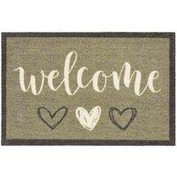 My Mat Nylon Indoor Pattern My Welcome Hearts Sage 50X75, Green