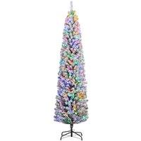 HOMCOM 7ft Pre Lit Artificial Christmas Tree With 250 Colourful LED Lights, Green
