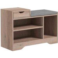 HOMCOM Shoe Storage Bench, Shoe Rack Bench with Seating Cushion, Drawer - Distressed Grey, Grey