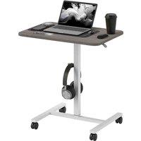 HOMCOM Height Adjustable Standing Desk, Pneumatic Sit Stand Desk for Laptop, Mobile Overbed Table Grey, Grey