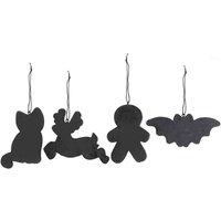 Something Different Set Of 4 Black Creepy Skeleton Cookie Ornaments, Black