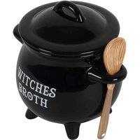 Something Different Witches Broth Cauldron Soup Bowl With Broom Spoon, Black