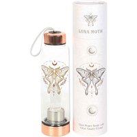 Something Different Luna Moth Glass Water Bottle With Clear Quartz Crystal, Clear