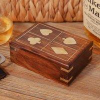 Harvey Makin Pack Of Playing Cards In Wooden Box, Brown