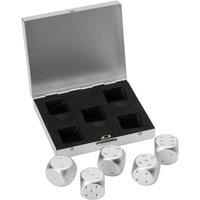 Mad Man Silver Brushed Stainless Dice Set, Silver